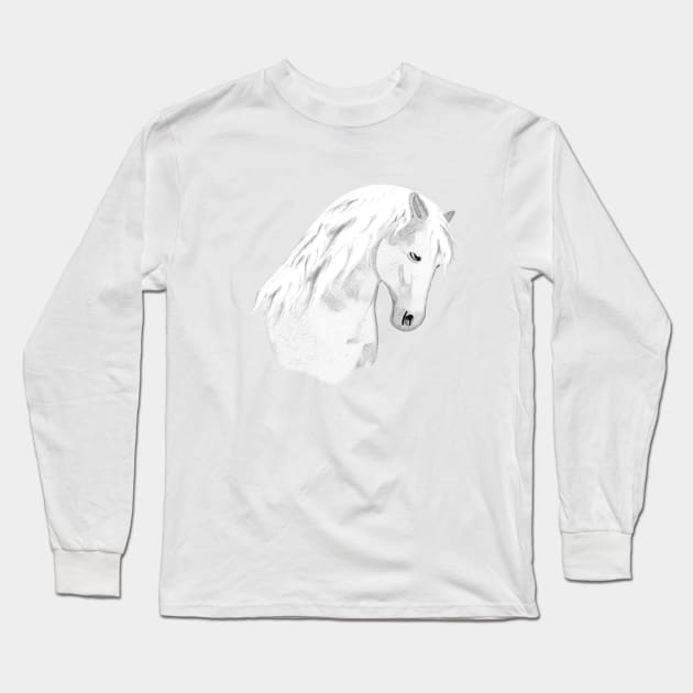 Horse Lovers White Horse Long Sleeve T-Shirt by KC Morcom aka KCM Gems n Bling aka KCM Inspirations